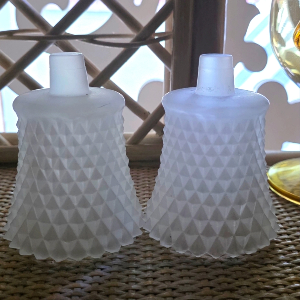 Vintage Frosted Glass Peg Votive Candle Holders